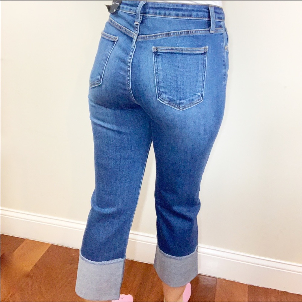 High Rise Cuffed Denim Jeans - Picture 6 of 8